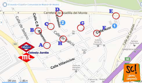 COLE hermanos pinzon mapa ubicación BING+ PASOS PEATONALES